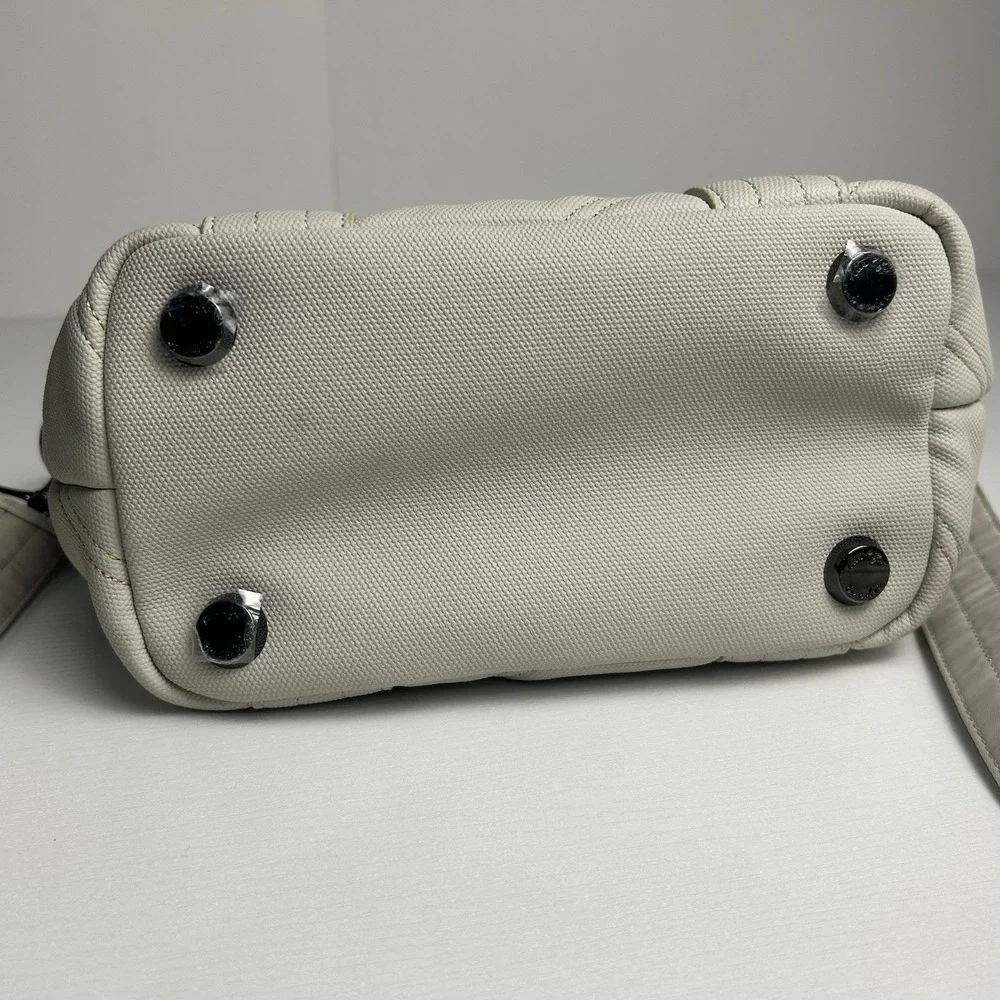LUG Dory Matte Luxe Quilted Crossbody Bag Purse Ivory Pebble Multi Color Stitch